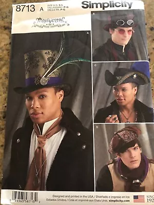 🌼 Simplicity #8713-men's Burnng Man-aviator-pirate-newspaper Boy Hat Pattern Ff • $11.39