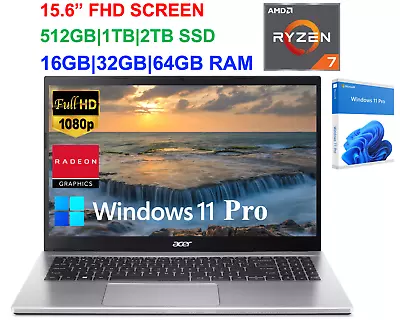 2024 Acer Aspire Laptop 15.6  FHD AMD Ryzen 7  Upto 32GB RAM &2TB SSD Win 11 Pro • $479