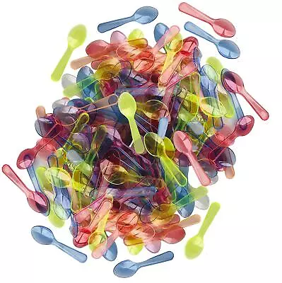 Mini Taster Spoons - Clear Plastic - Blue Pink Green Yellow Orange - 150 ... • $18.55