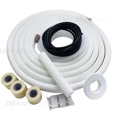 25FT 1/4 X1/2  Insulated Copper Ductless Mini Split Line Set W/25FT Control Wire • $89.36