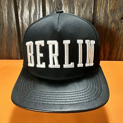 Stampd X High Snobiety Berlin Snapback Hat Ball Cap Black Leather LA Spell Out • $44.85