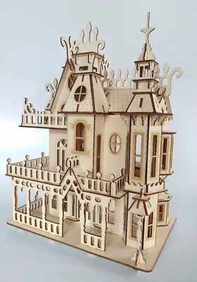 Wooden Dolls House Victorian Gothic Dollhouse Craft Wood DIY Kit • £44.99