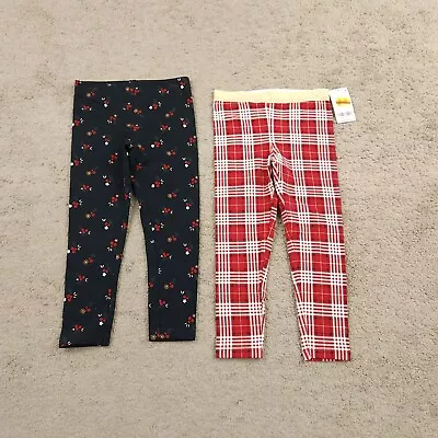 Pack Of 2 Carter's Toddler Girl's Holiday Print & Glitter Leggings Red Size 4T • $14