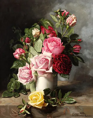 Wall Art Still Life Roses Flowers Oil Painting HD Printed On Canvas L1661 • $12.99