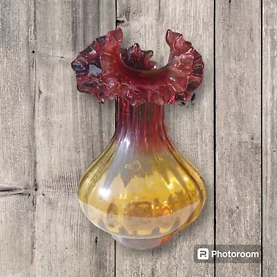 RARE Murano Amberina Flame Art Glass Vase • $72.15