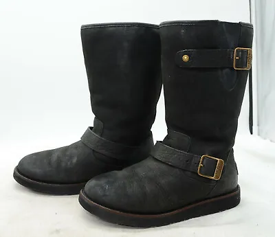 $95.99 • Buy UGG Australia Kensington Black Leather Wool Winter Warm Calf Boots Womens Sz 7