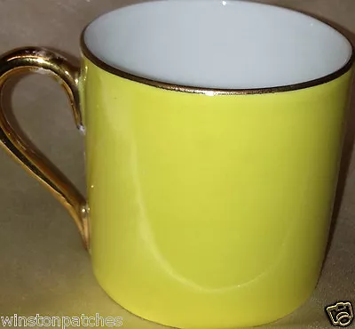 Victoria Czechoslovakia 253 Yellow Flat Demitasse Cup Gold Trim • $24.99