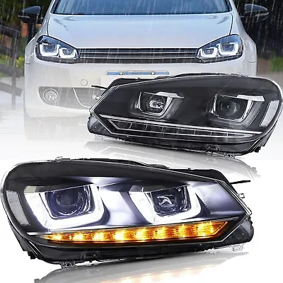 $259 • Buy LED Headlights With DRL Sequential Turn Signal For 2010-2014 Golf MK6 Front Lamp