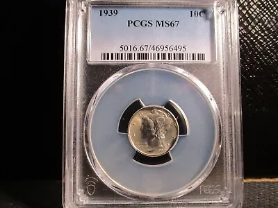 1939 Mercury Dime Pcgs Ms67 Brilliant Uncirculated Gem Blast White Free Shipping • $109.99