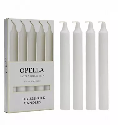 6  PILLAR Long Burn DINNER HOUSEHOLD Everdays White CANDLES 17cm Tall 19mm Wide • £2.48