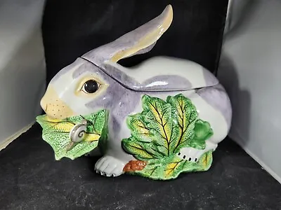 Vintage Italian Mottahedeh Majolica Bunny Rabbit & Foliage Tureen 12”x7”x8.75” • $199.95