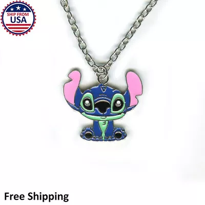 Cute Lilo And Stitch Movie Disney Cartoon Silver Necklace Charm With Chain • $5.99
