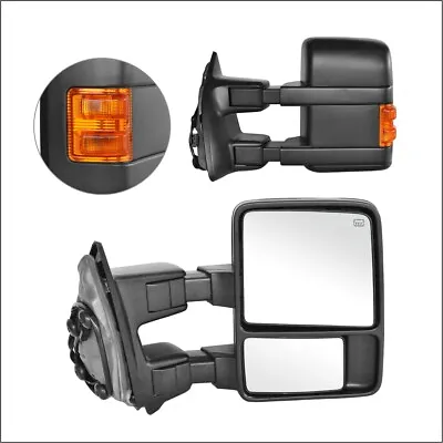 Towing Mirrors 99-07 FORD F-250-F-550 SUPER DUTY POWER HEATED  AMBER SIGNAL PAIR • $129.94