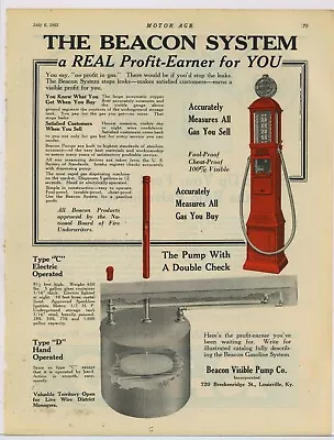1922 Beacon Visible Pump Co. Ad: Type C Electric & Type D Hand Crank  Louisville • $18.88