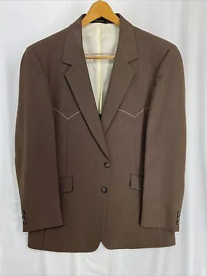 Vintage Van Cort Mens Brown Sport Western Cowboy Coat Blazer Jacket Size 43 • $59.85