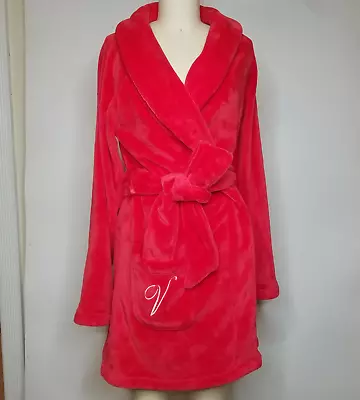 Victoria's Secret Cozy Comfy Short Plush Bath Robe Embossed Monogram Red - Xs • $20.95