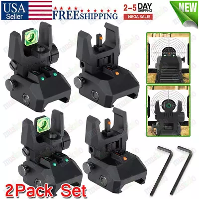 Picatinny Iron Sights Flip-up Front And Rear Sight Fiber Optics Dual Aiming Mode • $25.55