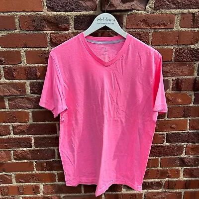 Ocean Pacific OP T-Shirt Pink Solid Short Sleeve V Neck Casual Pullover Basic Lg • £8.68