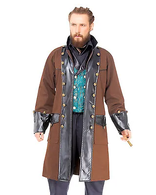 Pirate Coat 18th Century Brown & Black Colonial Steampunk Style Costume Coat • $79.98