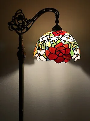 £156.93 • Buy Enjoy Tiffany Style Floor Lamp Stained Glass Rose Flowers Vintage H63 In