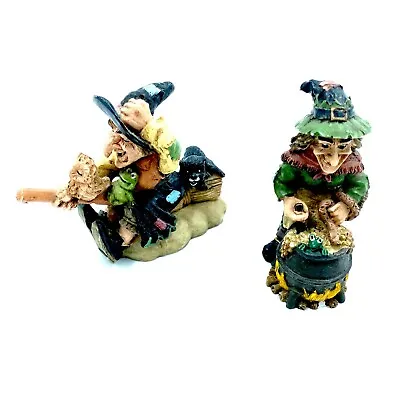 Lot 2 Figures Decoration Halloween Witches Wiper Cauldron Earthenware 5cm • £10.78