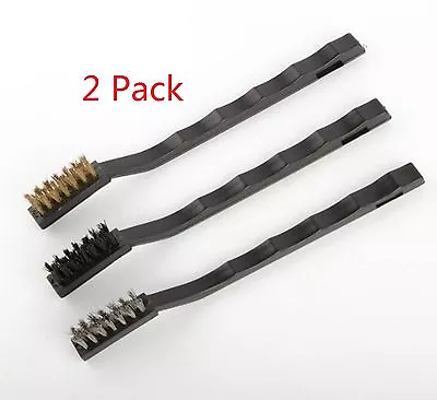 (2 Pack) Mini Wire Brush Set Steel Brass Nylon Cleaning Polishing Detail Metal  • $11.98