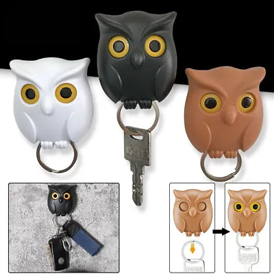 Night Owl Magnetic Wall Key Holder Keychain Hooks Hanging Key Will Open Eye • £2.35