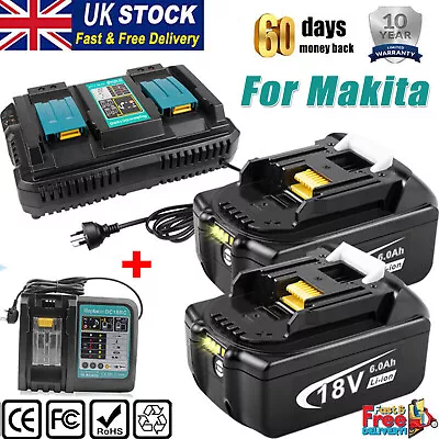 For Makita 18V 6.0Ah 9.0Ah Battery Li-ion BL1860 BL1830 Cordless Tool / Charger  • £78.99