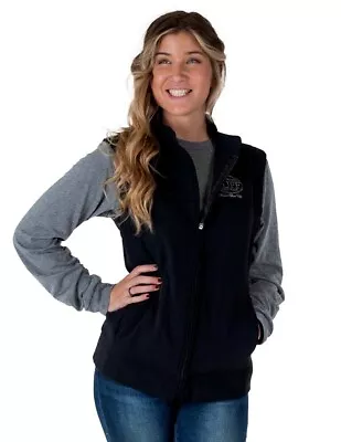 Cowgirl Tuff Western Vest Womens Stretch Zip Logo Black H00734 • $99.94