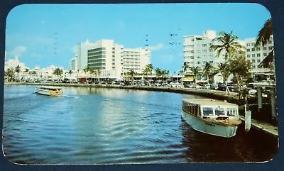 Lake Pancoast Algiers Hotel Sight-Seeing Boats Miami Beach FL Postcard 1953 • $2