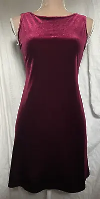 Vintage 90s Y2K Velvet Mini Dress Burgundy Gothic Fairy Grunge Simple Small USA • $26