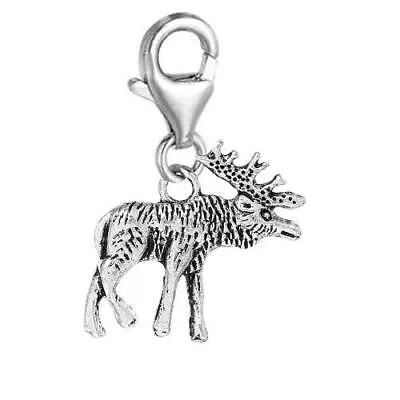 Clip On Moose Charm Pendant For European Clip On Charm Jewelry W/ Lobster Clasp • $9.99