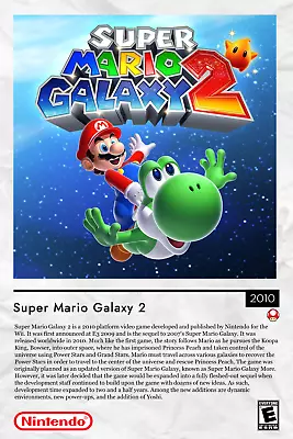 Super Mario Galaxy 2 CUSTOM Gaming Showcase Poster • $17.99