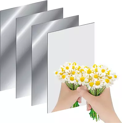 Mirror Sheet Sticker 6 X 9 Inches Flexible Non Glass Cut To Size Mirror 4 Pieces • $11.73