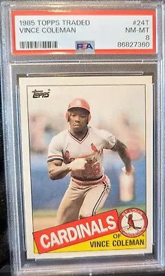 1985 Topps #24T Vince Coleman RC PSA 8 Cardinals • $20