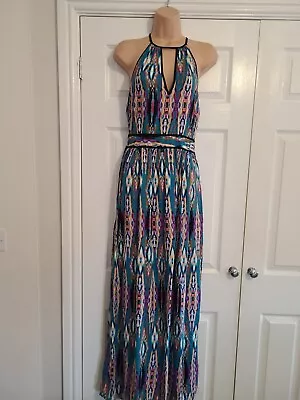 Multicoloured Strappy Summer Maxi Dress Size 12 By Warehouse • £22