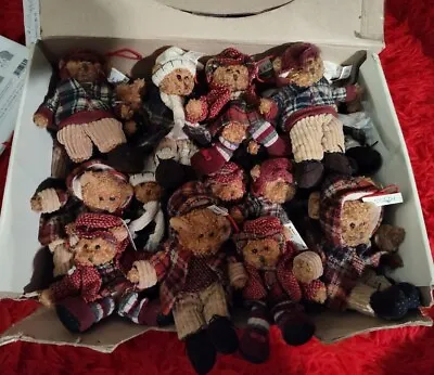 Russ Berrie Alpine Teddies Stuffed Plush Mini Teddy Bear Ornaments Set Of 19 • $50