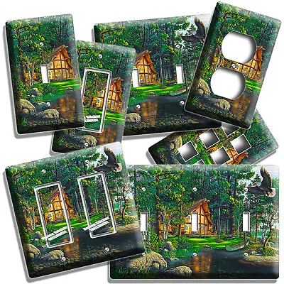 Hunting Cabin Woods Lake Boat Eagle Light Switch Outlet Wall Plate Country Decor • $17.99