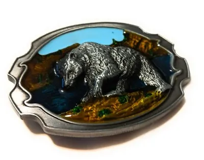 Bear Grizzly Black Belt Buckle Scenery 3.1x2.4   Full Metal Outdoors USA Seller  • $13