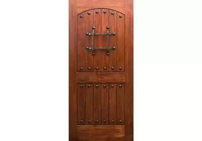 ETO DOORS - RM1 Entry Solid Core Rustic Wrought Iron Clavos Mahogany Wood Door • $1149