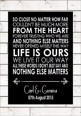 £22 • Buy NOTHING ELSE MATTERS - METALLICA Wedding Anniversary Personalised First Dance 