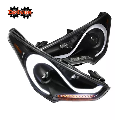 For 12-17 Hyundai Veloster Black Projector Headlight Sequential Signal LED DRL • $454.99