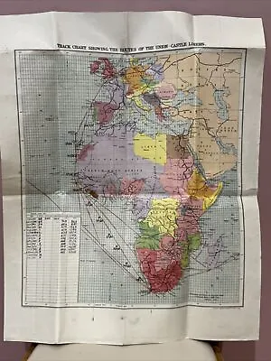 Vintage Map - The Routes Of The Union Castle Ocean Liners 1948. • £15.99