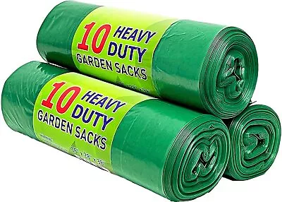 £8.99 • Buy 30 Strong Large Heavy Duty Green Garden Waste Sacks Rubbish Bin Bags 50µ 90l
