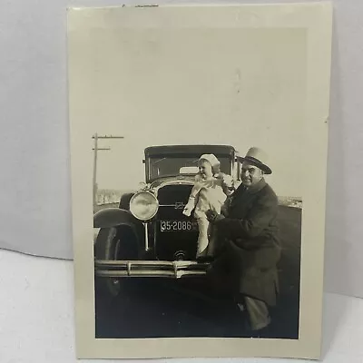 Vintage Photo 1947 Man Car Daughter Posed Kansas • $9.99