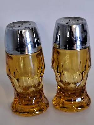 Vintage Viking Georgian Glass Amber Honeycomb Salt Pepper Shaker Set • $11