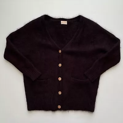Gorman Cardigan Adult AU 6 Dark Red Fluffy Knit Button Up Angora Blend Womens • $39.95