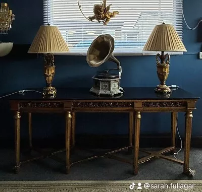 Antique Style Marble Top Long Console Side Table • £925