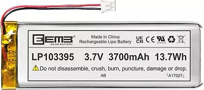 Lithium Polymer Battery 3.7V 3700mAh JST Connector • £16.45