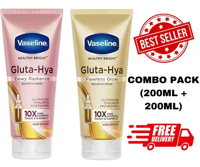 1x Set Vaseline Bright GLUTA HYA Serum Burst Lotion Dewy Radiance Flawless Glow • $33.29